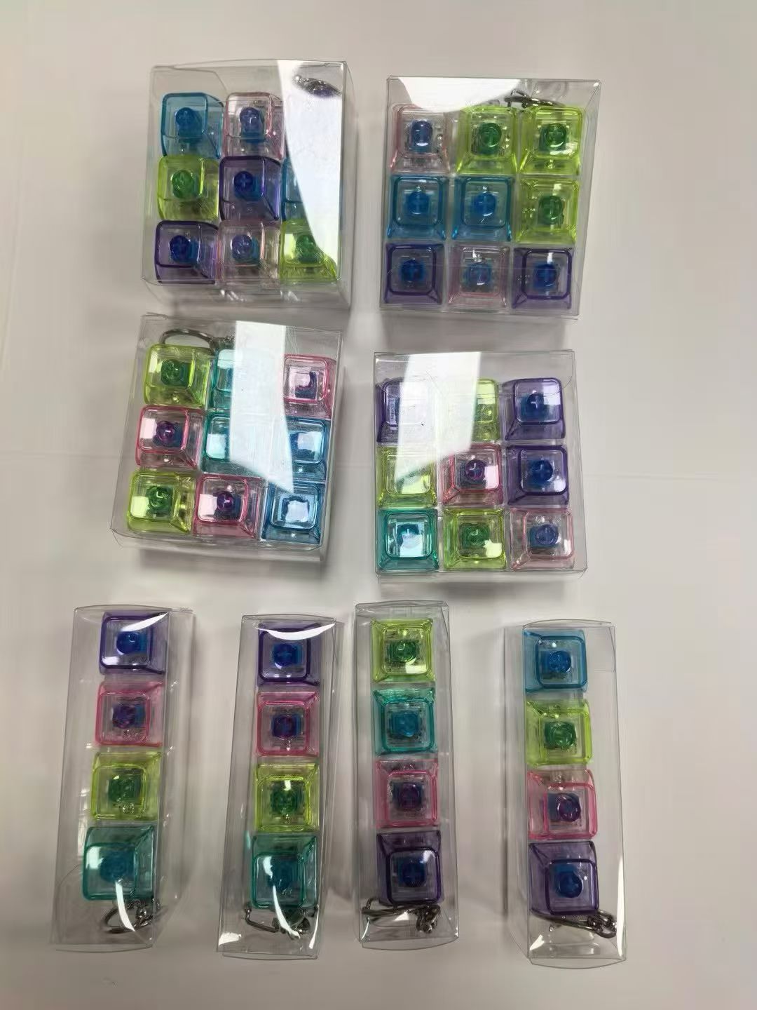 Colorful transparent square keychains and keychain pendants, cute little items, personalized decorations pic 1