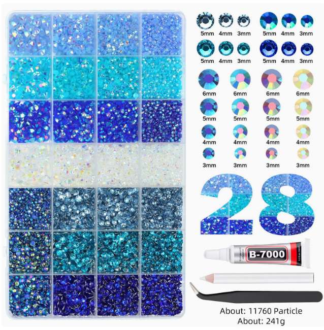 Cross-border bestseller 28-compartment flat-bottomed diamond box set nail drill Specification image