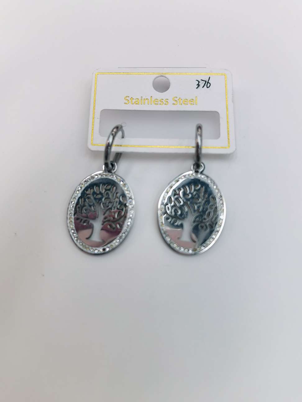 欧美流行饰品不锈钢耳饰钛钢不过敏不褪色耳环耳圈生命树发财树详情图3