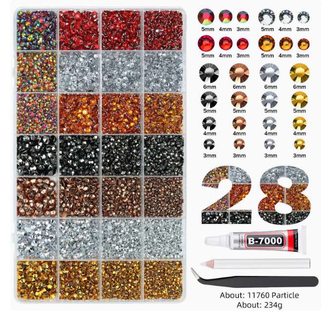 Cross-border bestseller 28-compartment flat-bottomed diamond box set nail drill detail image 5