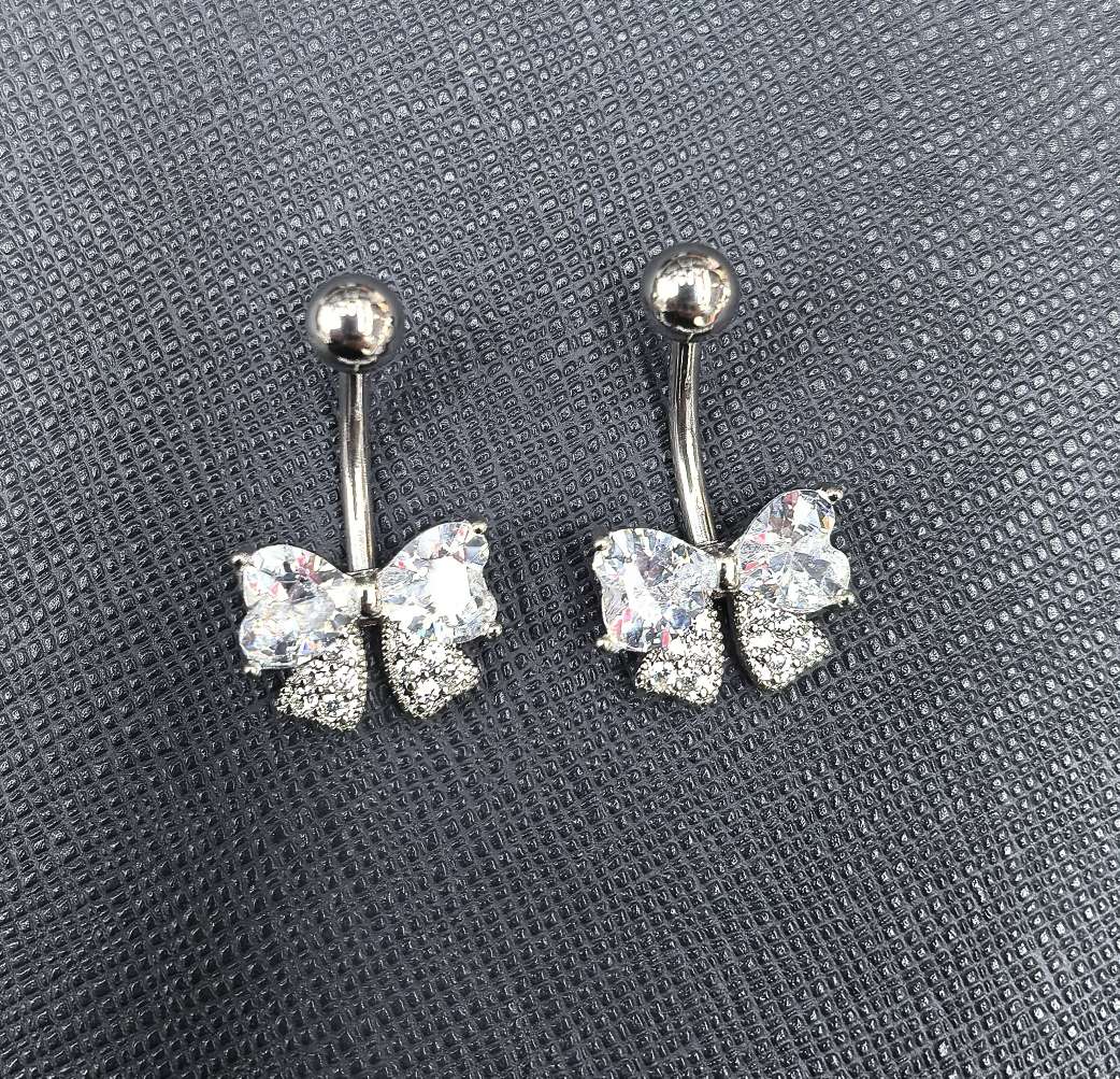 锆石脐饰时尚个性金属饰品女小众设计款简约百搭日常佩戴白底实物图