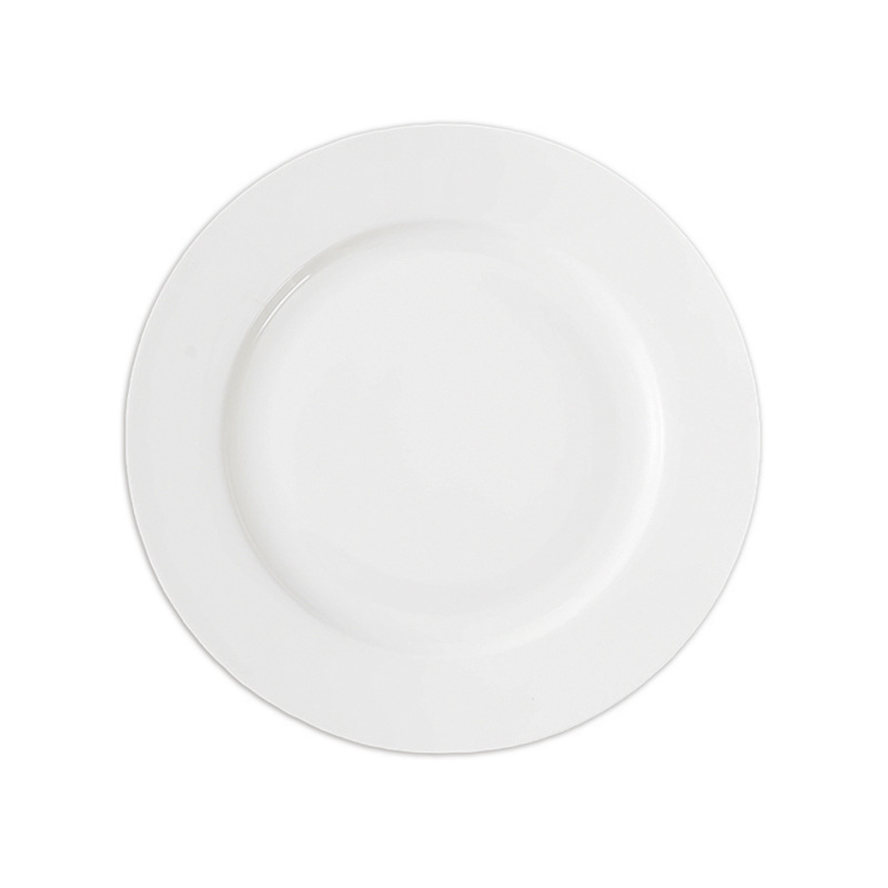 Bone China plates, pure white round creative plates, large flat plates of household ceramics, ceramic steak plates, Western plates Application Scenario