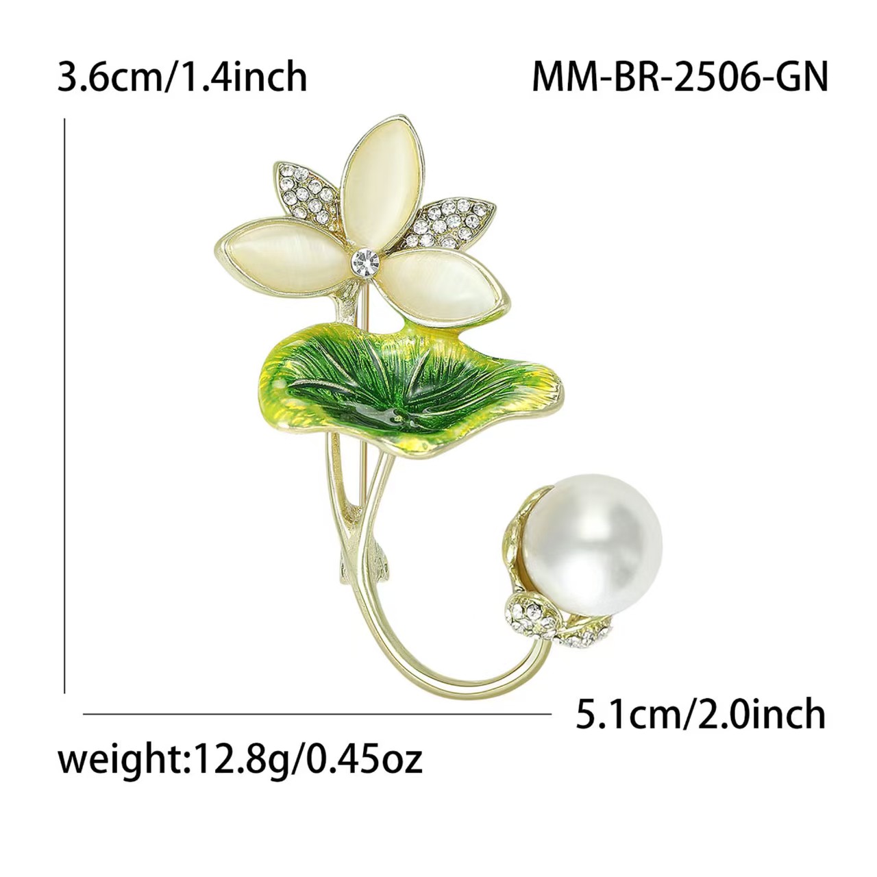 Cross-border oil-dripping lotus pearl brooch, plant and flower accessories, ladies' elegant brooch, coat and suit factory direct sales Application Scenario