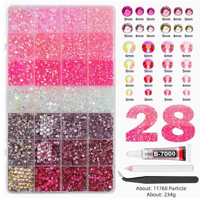 Cross-border bestseller 28-compartment flat-bottomed diamond box set nail drill detail image 2