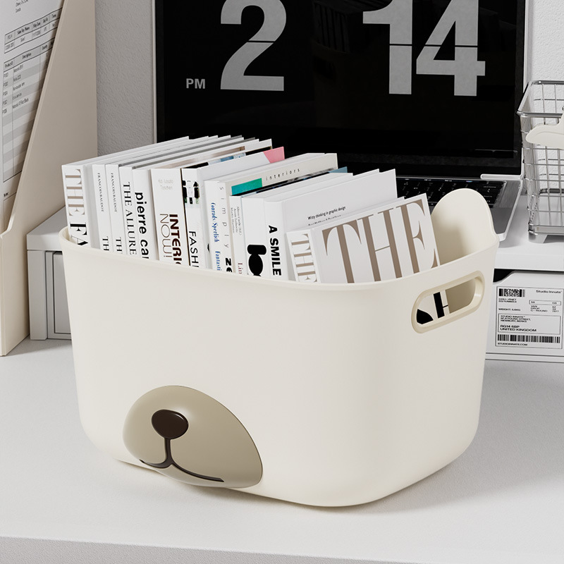 J192-JX2304 Household dust-proof desktop, student cosmetics organization box, storage box, cute storage box Item Picture