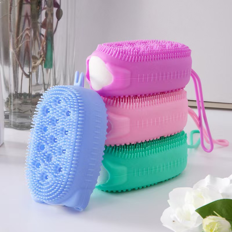 Cross-border silicone bath towel, massage, back scrubbing, mud scrubbing, bathing wonder, double-sided exfoliating bath brush, bear sponge bubble brush detail image 4