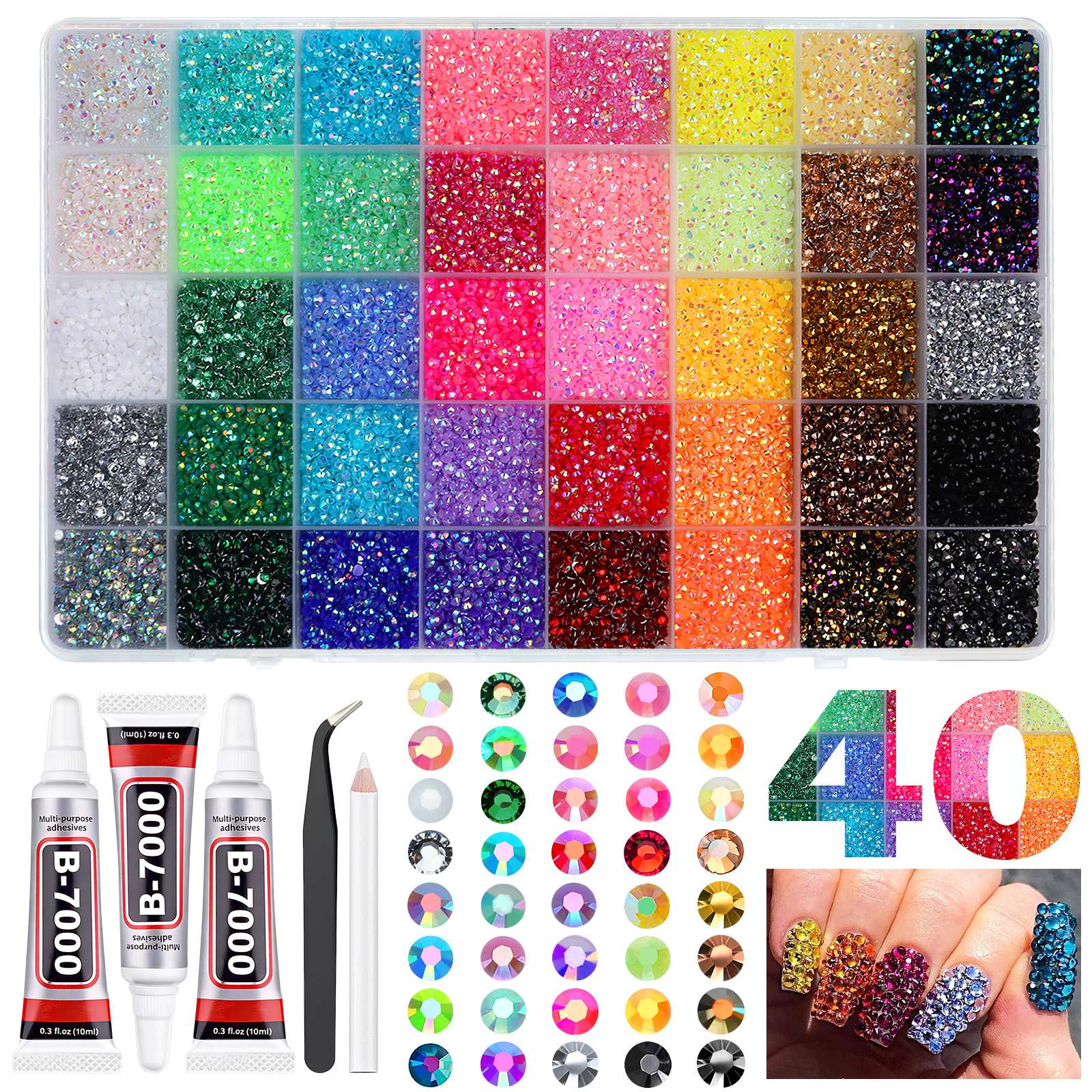 Cross-border best-selling 40-grid flat-bottomed nail drill box set