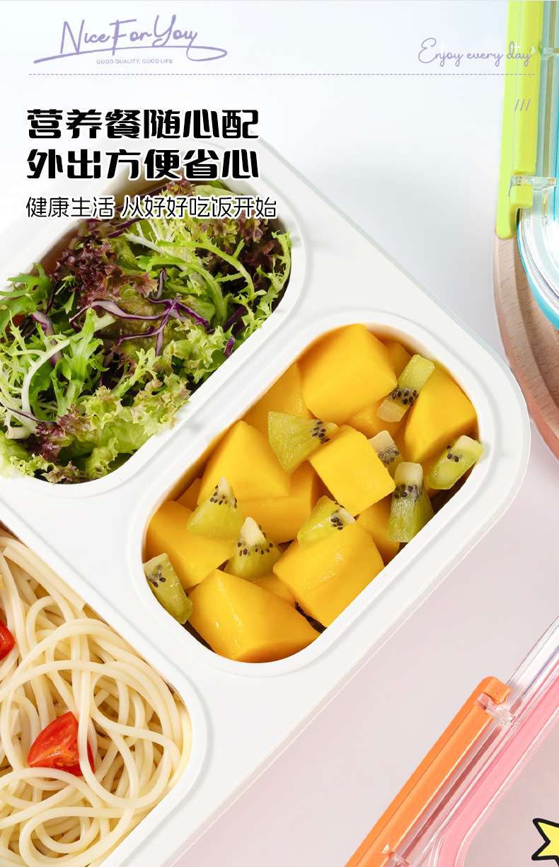 J35-6962塑料分格卡通饭盒2026新款密封防漏学生上班带餐专用便当盒午餐盒详情图6
