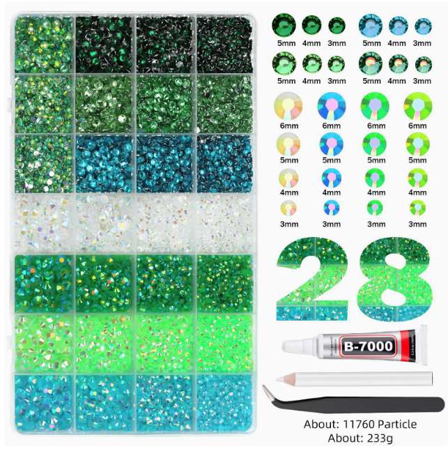 Cross-border bestseller 28-compartment flat-bottomed diamond box set nail drill