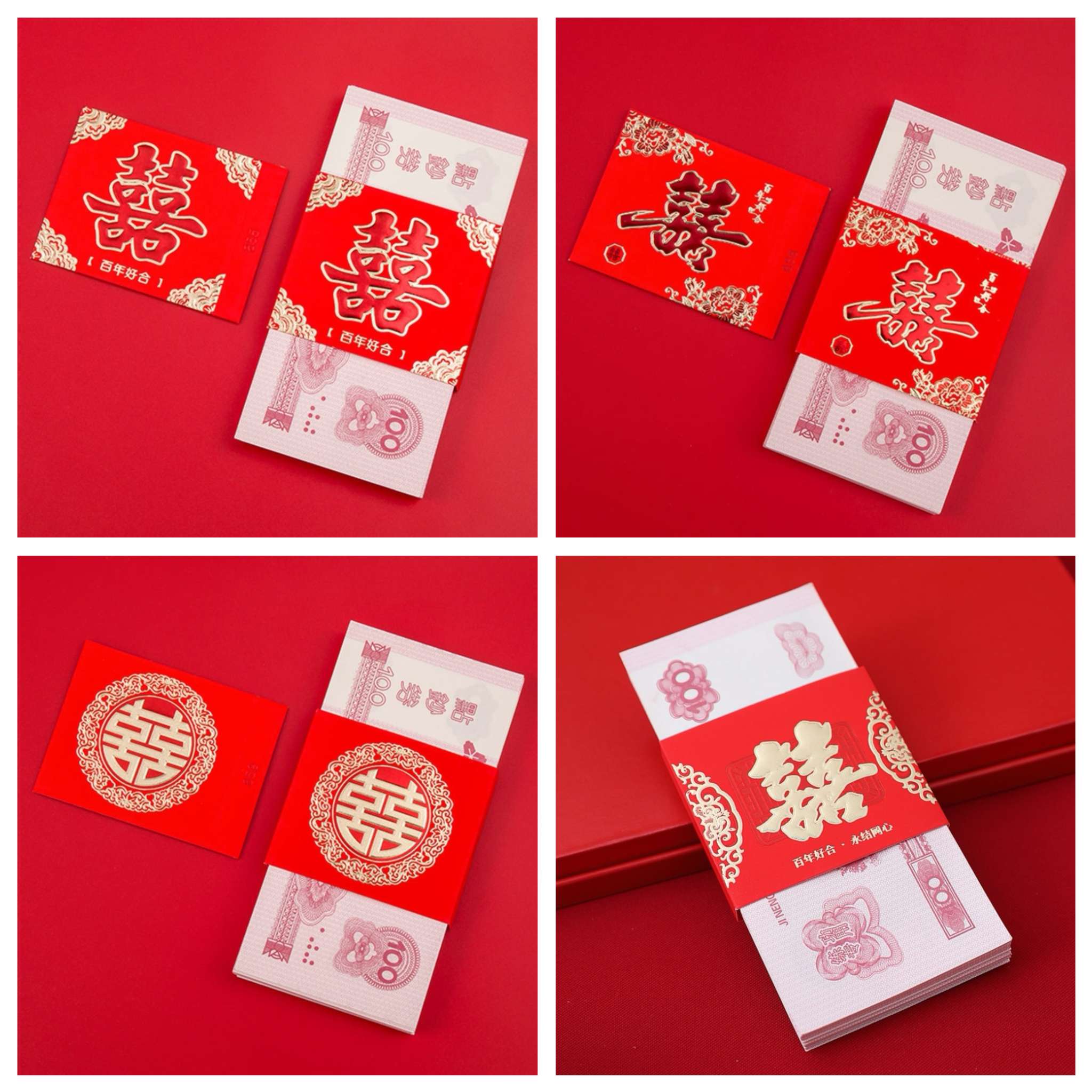 Factory direct sales of Spring Festival red envelopes, wedding red envelopes, ten-thousand-yuan personalized red envelopes, ten-thousand-yuan waist belts Item Picture