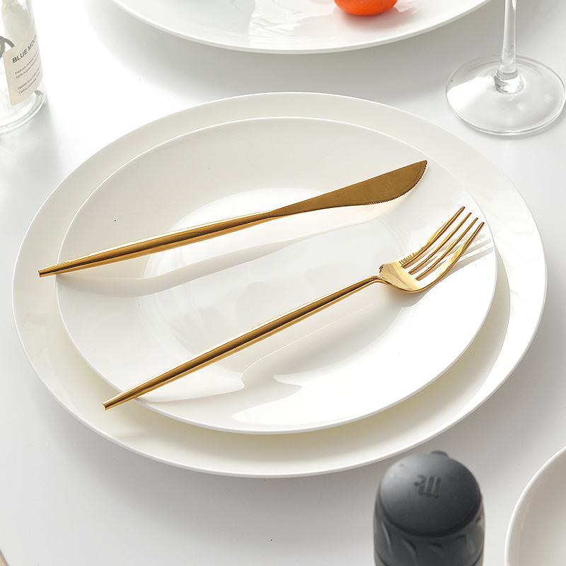 Pure bone China plates, vegetable plates, ceramic Western-style plates, cold dish plates, steak plates, moon plates, shallow plates, gift display plates pic 3