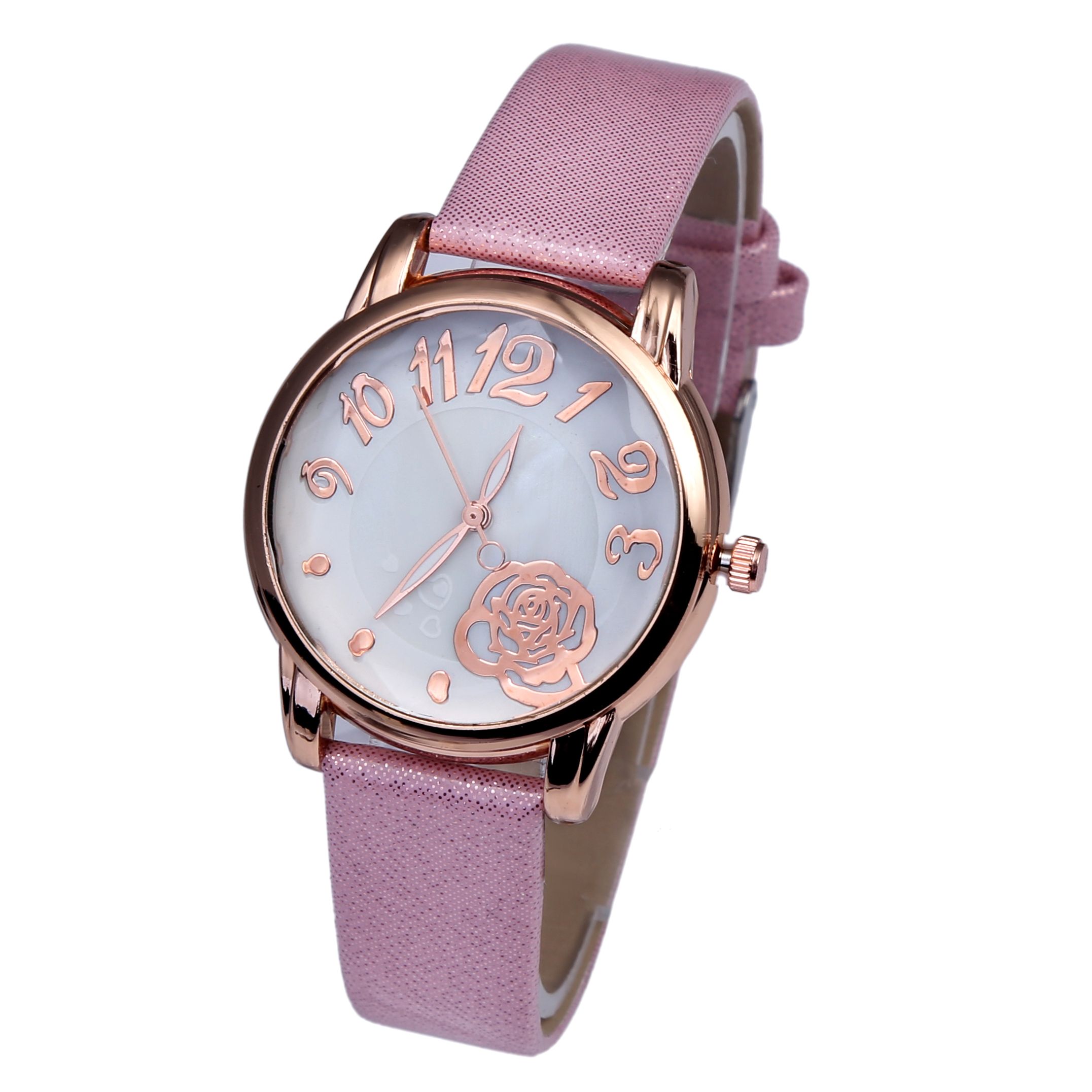 手表粉色表带时尚手表表盘轻便舒适防水石英表