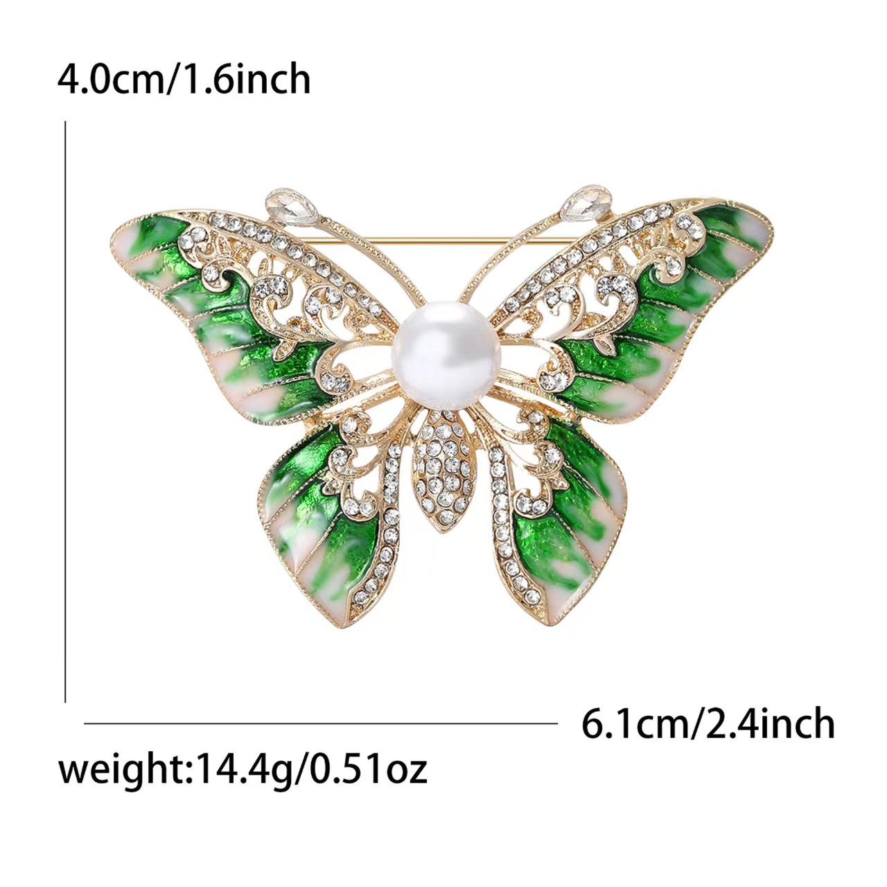 The new light luxury oil-dripping butterfly full diamond alloy brooch is a cross-border bestseller for suits and clothing. The pearl brooch is versatile Application Scenario
