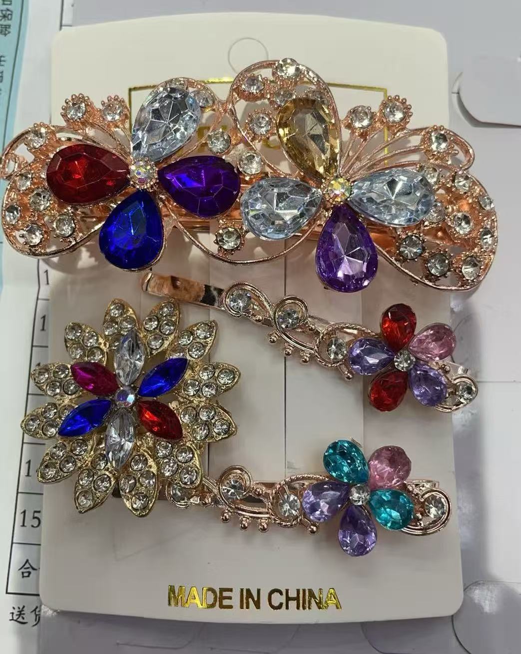 Colorful gemstone flower hair clips, fashionable and cute hair accessories, daily decorative hair accessories for female students Specification image