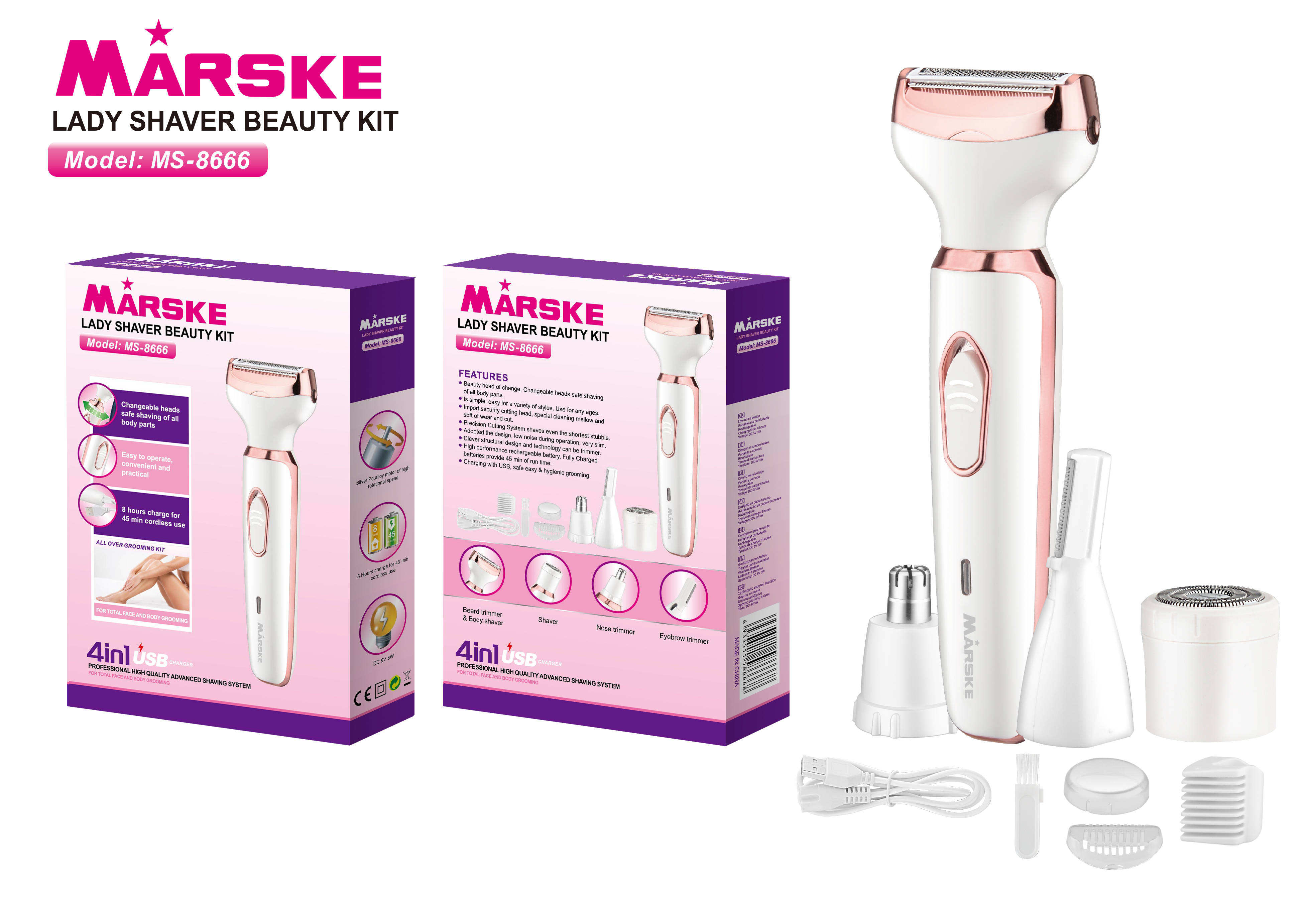 Professional women's hair removal device set, multi-purpose, portable, painless and long-lasting for whitening and skin rejuvenation Item Picture