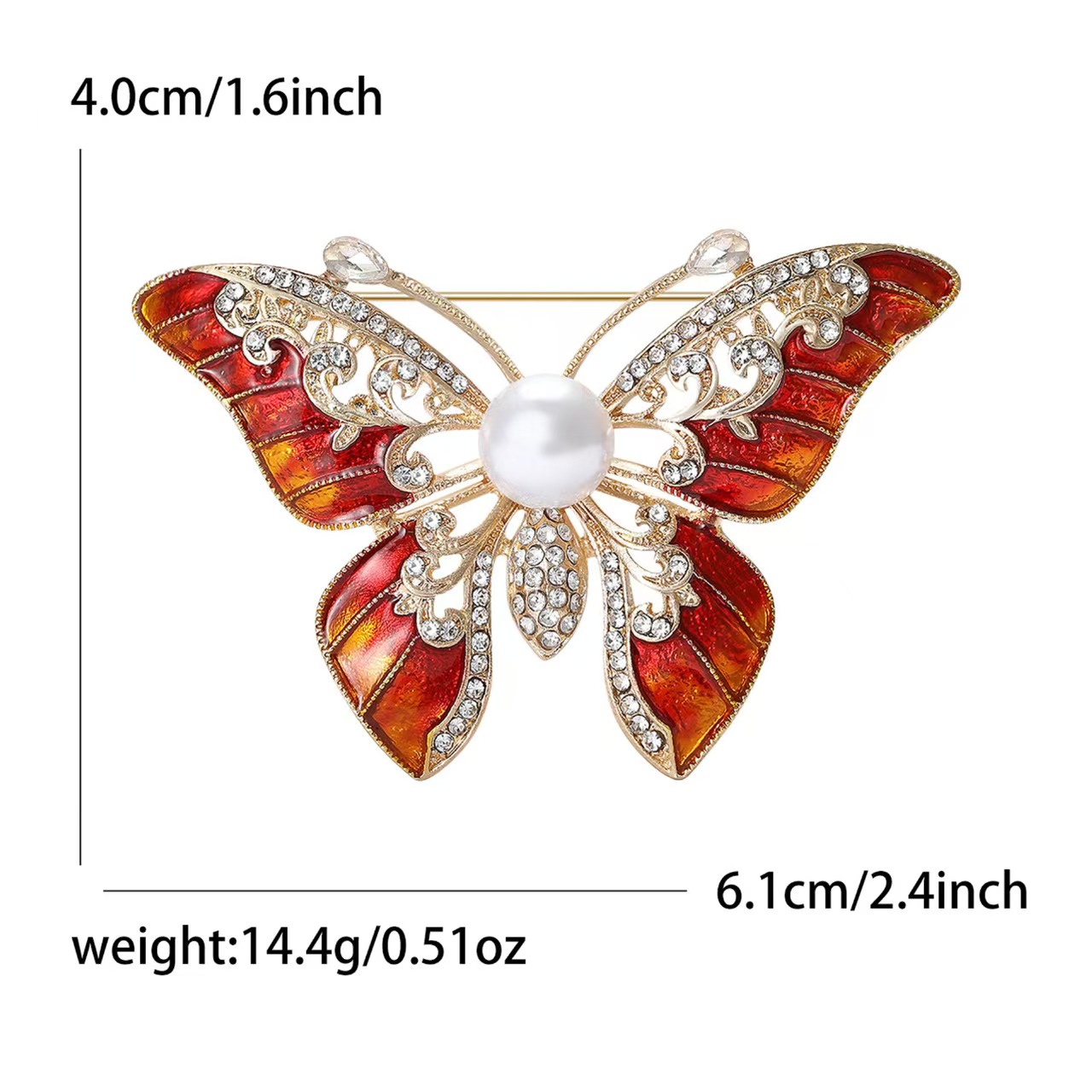 The new light luxury oil-dripping butterfly full diamond alloy brooch is a cross-border bestseller for suits and clothing. The pearl brooch is versatile pic 3