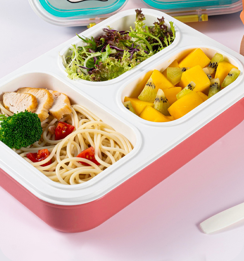 J35-6962塑料分格卡通饭盒2026新款密封防漏学生上班带餐专用便当盒午餐盒详情图2