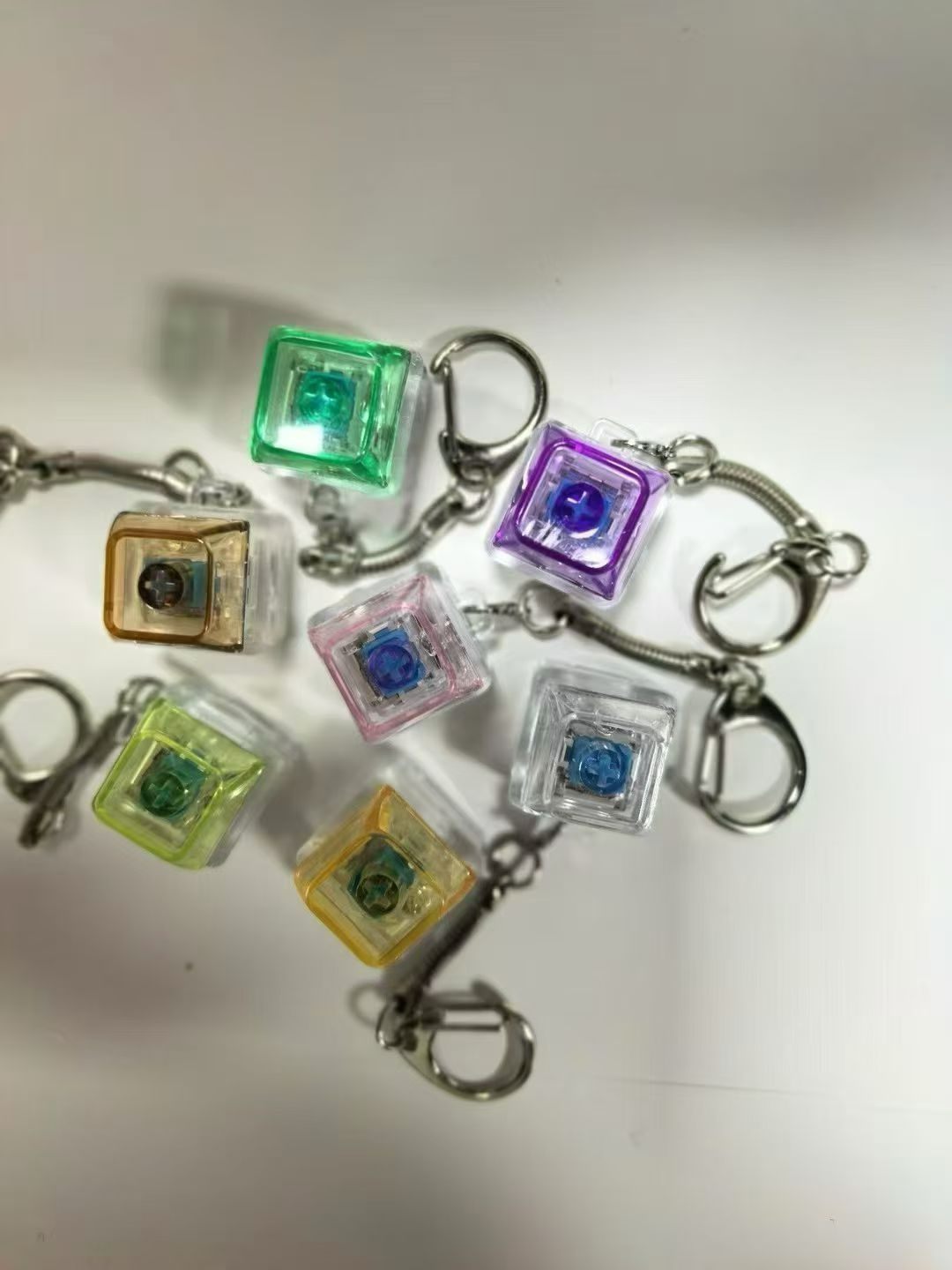 Colorful transparent square keychains and keychain pendants, cute little items, personalized decorations pic 3