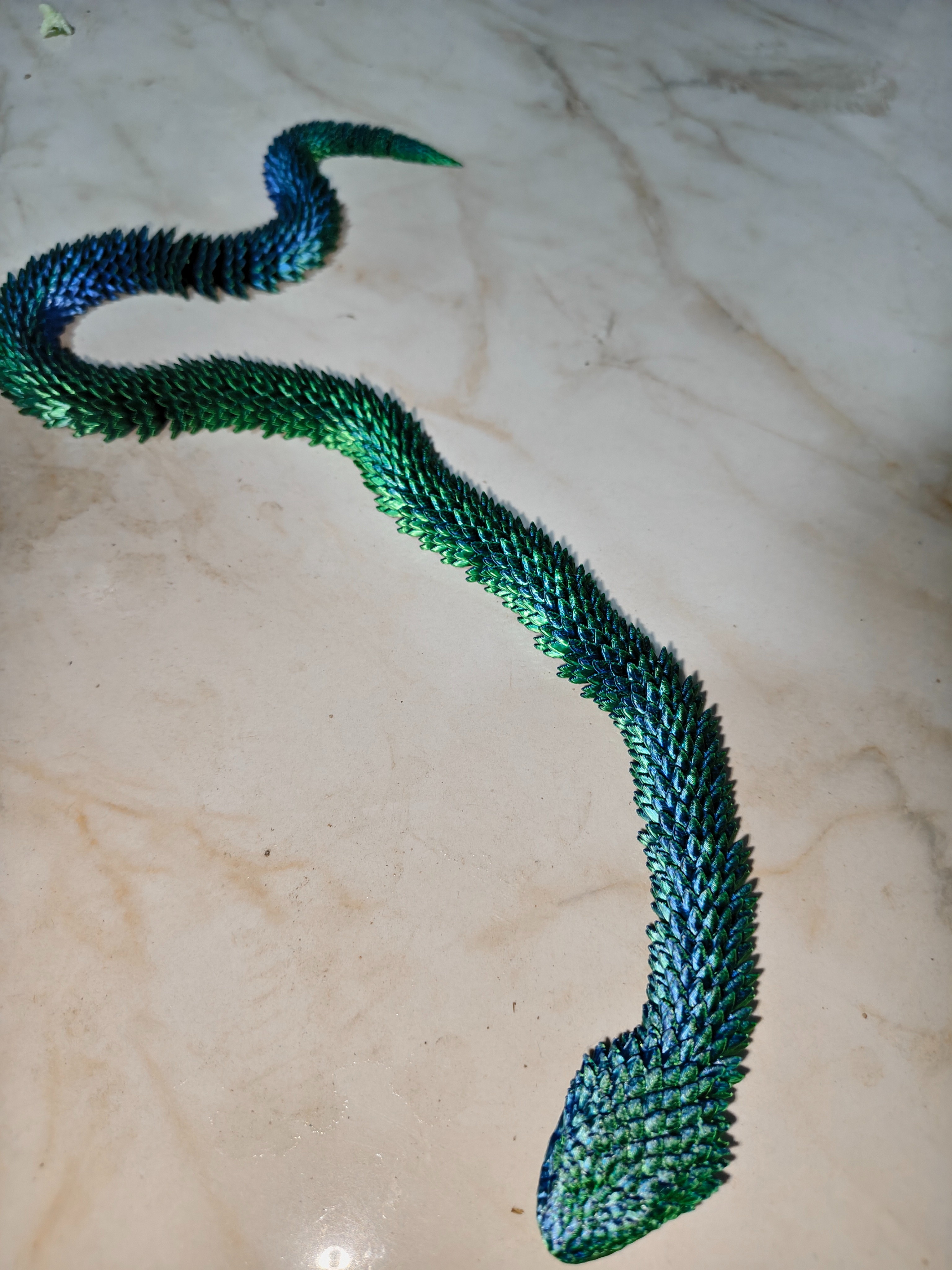 3D打印绿色鳞片蛇形仿真动物装饰品家居摆件创意摆设网红爆款