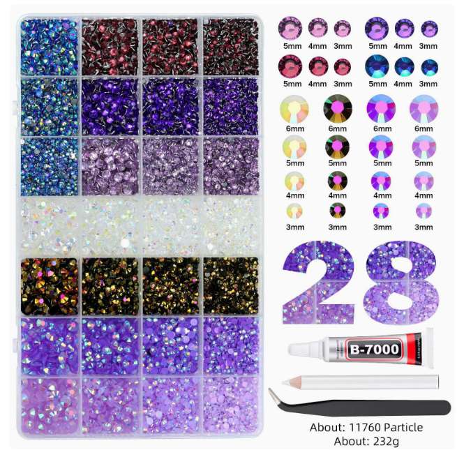 Cross-border bestseller 28-compartment flat-bottomed diamond box set nail drill detail image 4