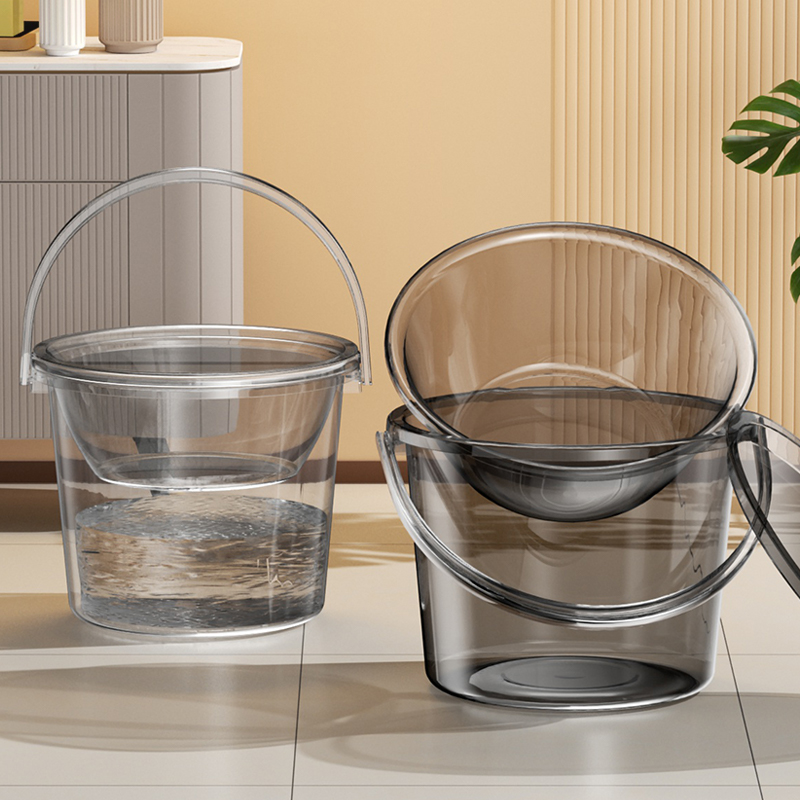 透明水桶家用储水用加厚塑料桶手提小水桶学生宿舍用带盖食品级