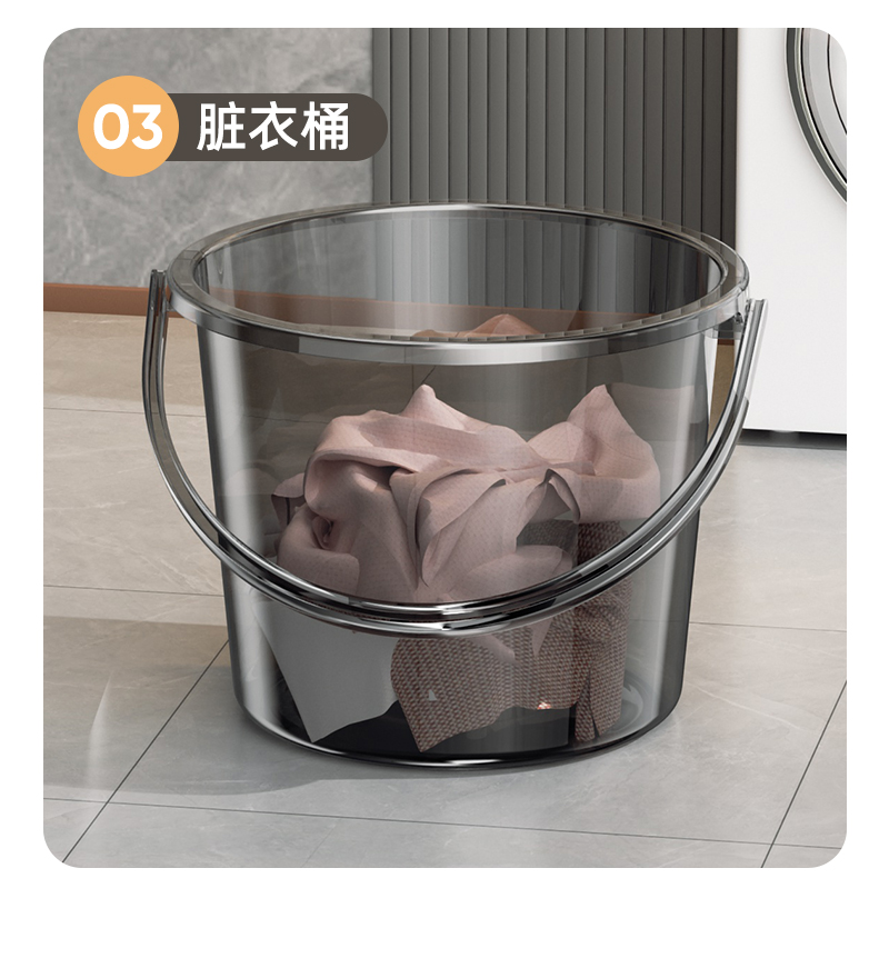 透明水桶家用储水用加厚塑料桶手提小水桶学生宿舍用带盖食品级详情11