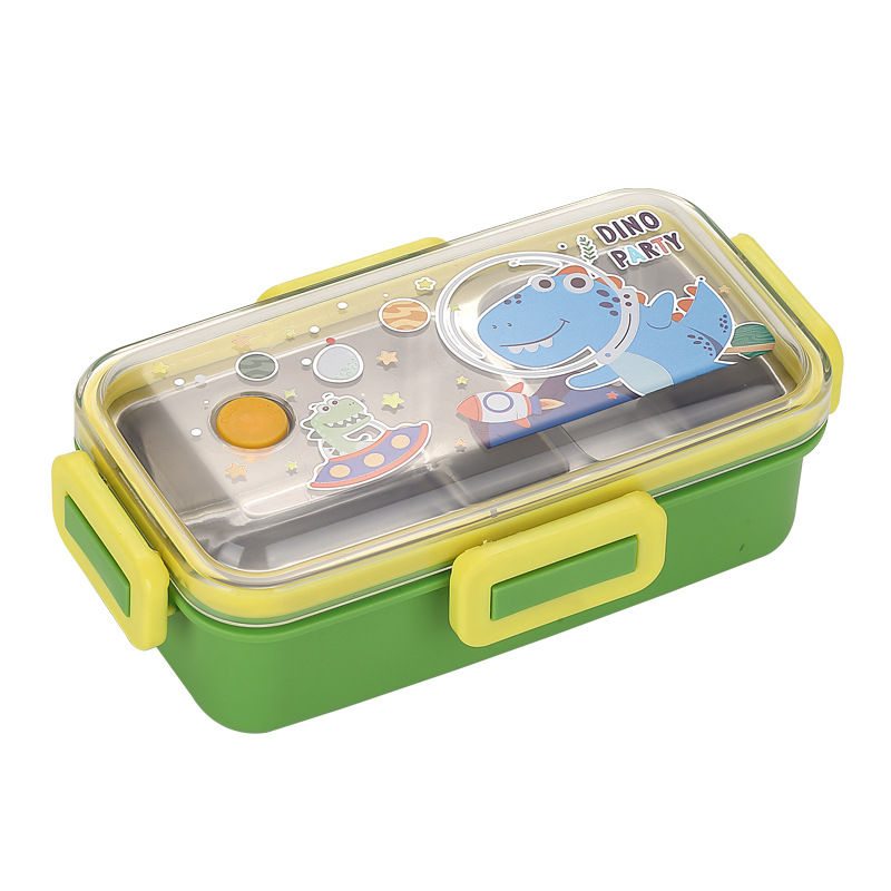 太空恐龙独角兽分格便当盒 304 不锈钢内胆 卡扣密封带酱料杯 学生儿童便携饭盒详情2