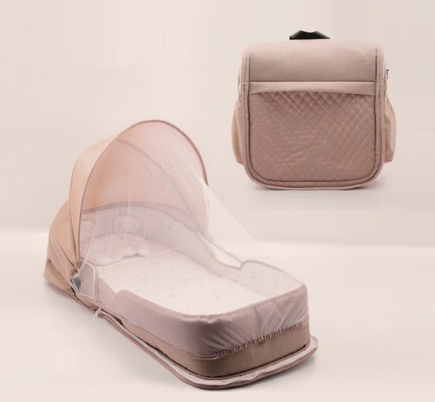 New type of crib, middle bed, newborn baby crib, folding portable mobile bed, bionic bed, mommy bag, backpack Application Scenario