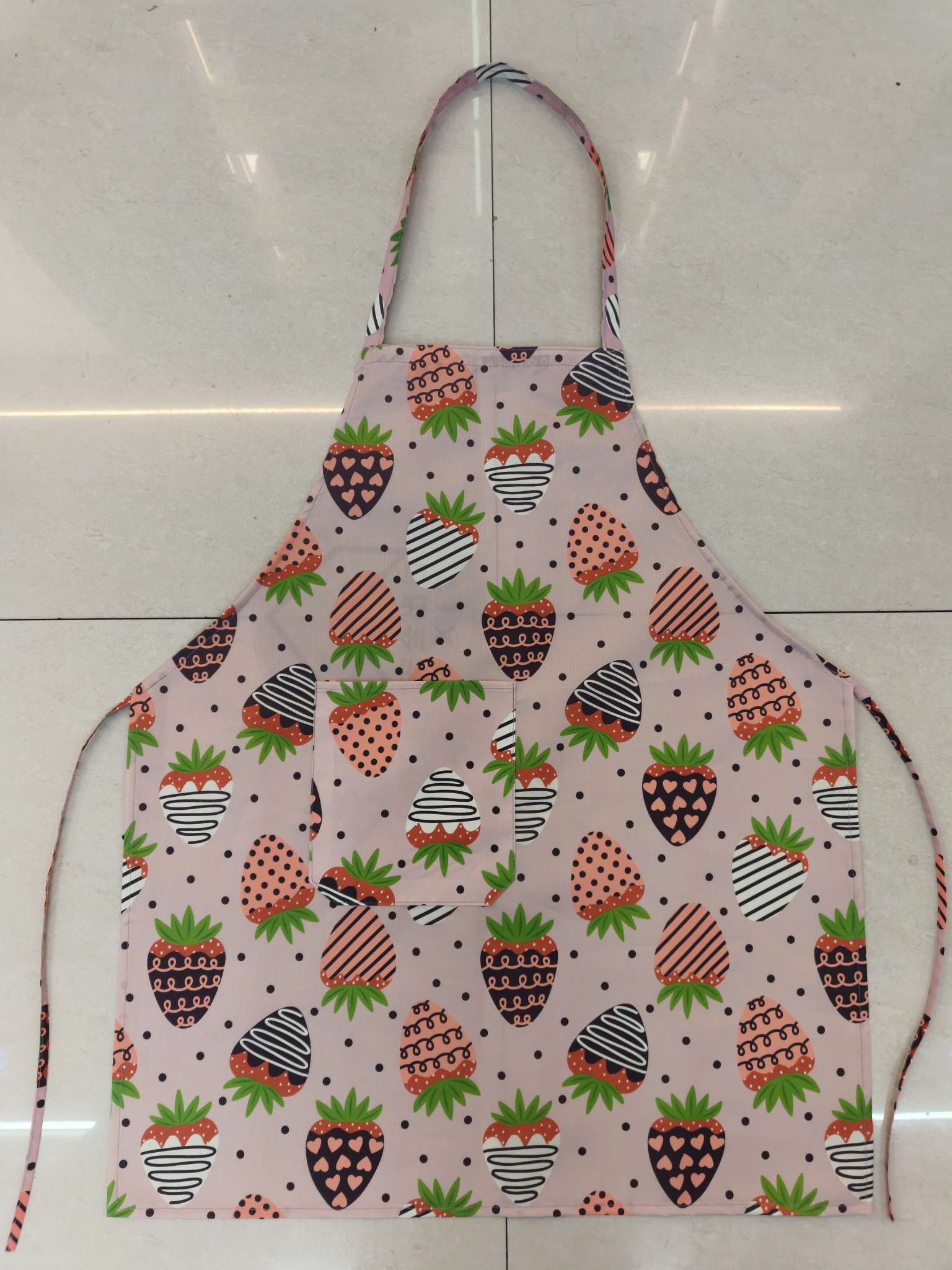 Floral apron, simple household adult cooking apron, waterproof waistband, kitchen household oil-proof protective clothing, neck-hanging apron