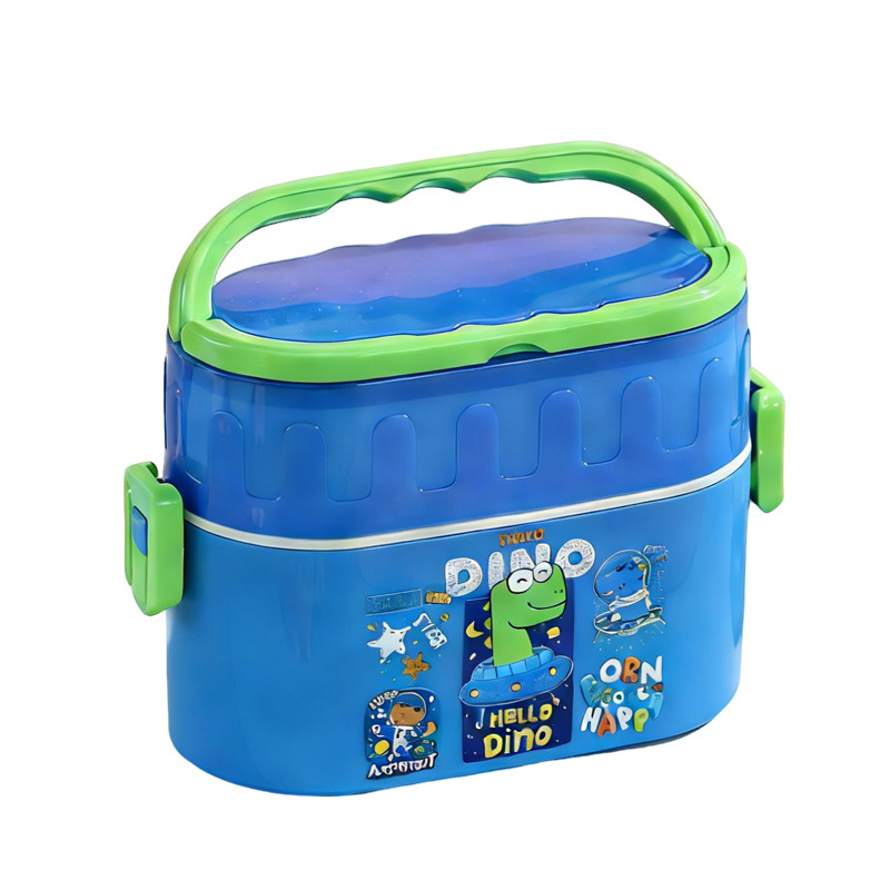 卡通狮子恐龙独角兽双层手提饭盒 PP内胆 分层大容量 学生儿童便携保温便当盒详情2