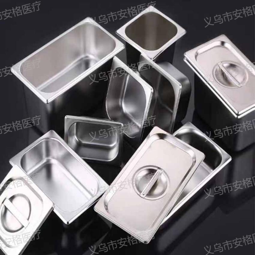 Cross-border exclusive stainless steel 304 disinfection square trays without holes but with locks, multi-specification square dental and medical disinfection trays details Picture