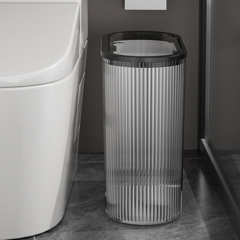 垃圾桶家用高级感密封带盖大号椭圆形按压弹盖款卫生间夹缝垃圾筒详情图2
