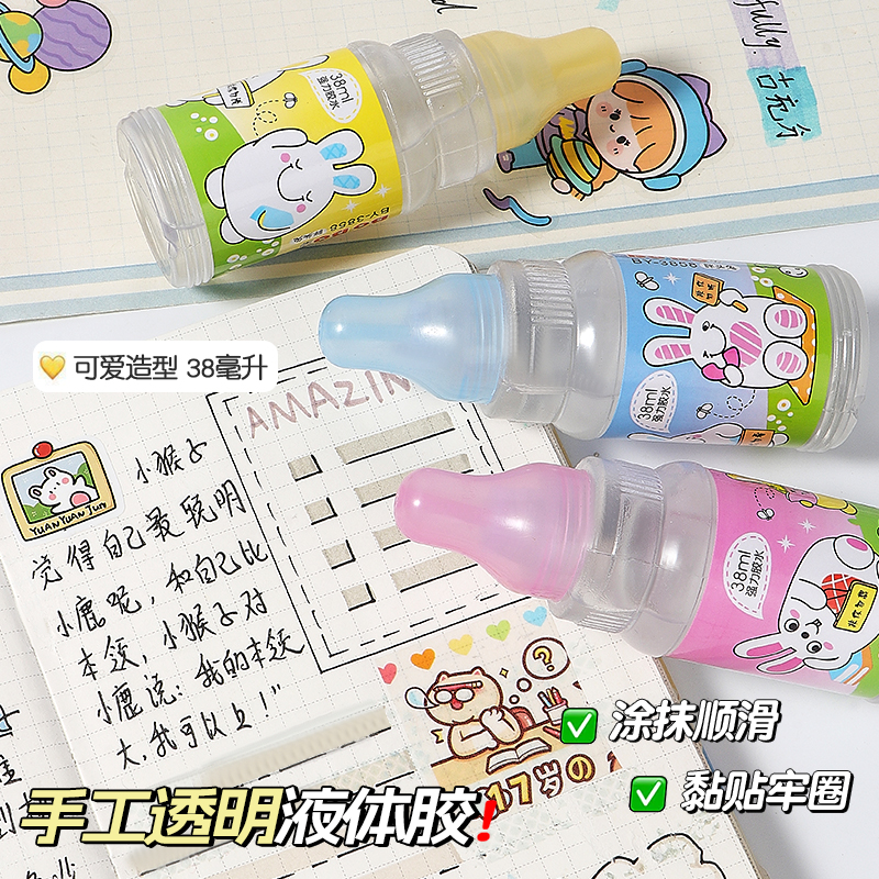 BoBo 38ml Cartoon Rabbit Liquid Glue, transparent adhesive, quick adhesion, formaldehyde-free details Picture