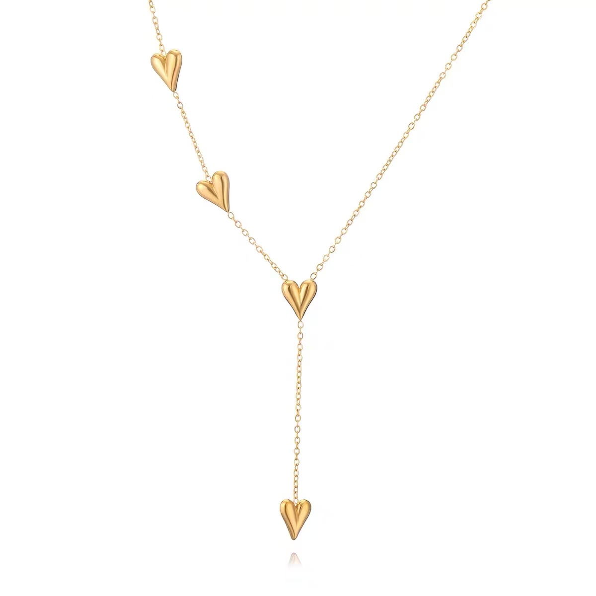 Titanium steel snake bone chain collarbone chain, niche light luxury Horse Year pendant heart-shaped necklace, fashionable collarbone chain V-shaped necklace, neck accessory collarbone chain, niche light luxury snake bone chain, chain collarbone chain Specification image