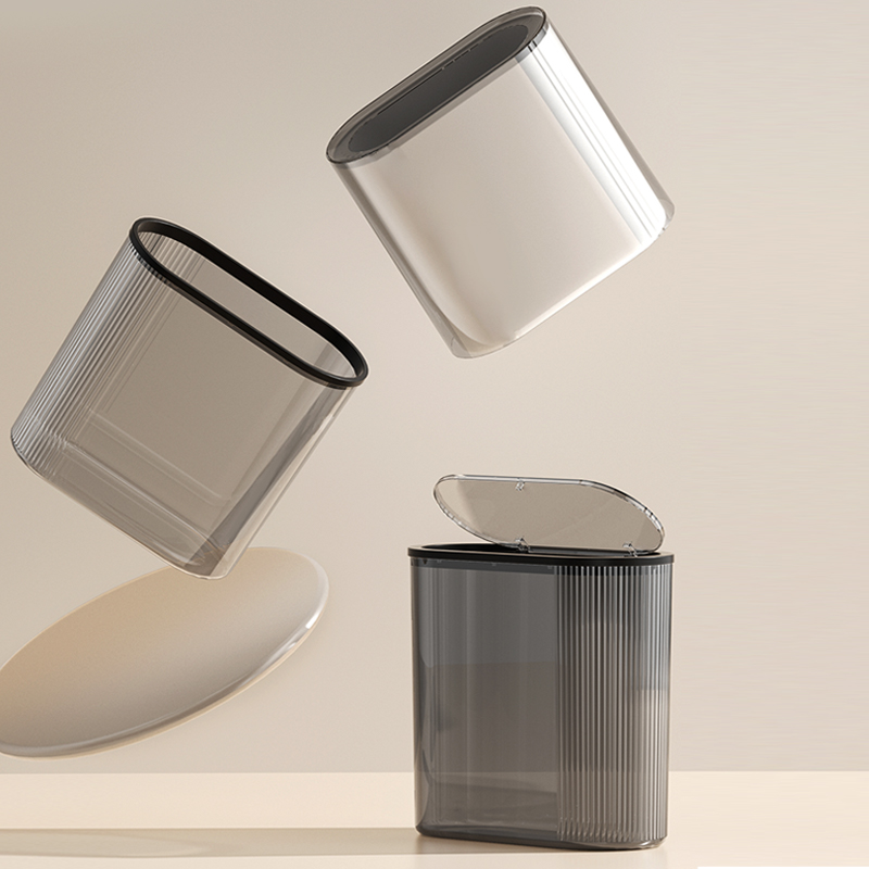 垃圾桶家用高级感密封带盖大号椭圆形按压弹盖款卫生间夹缝垃圾筒详情图5