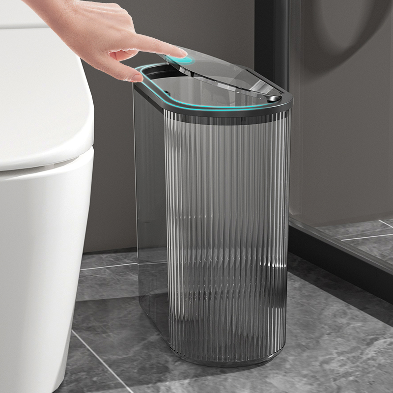 垃圾桶家用高级感密封带盖大号椭圆形按压弹盖款卫生间夹缝垃圾筒