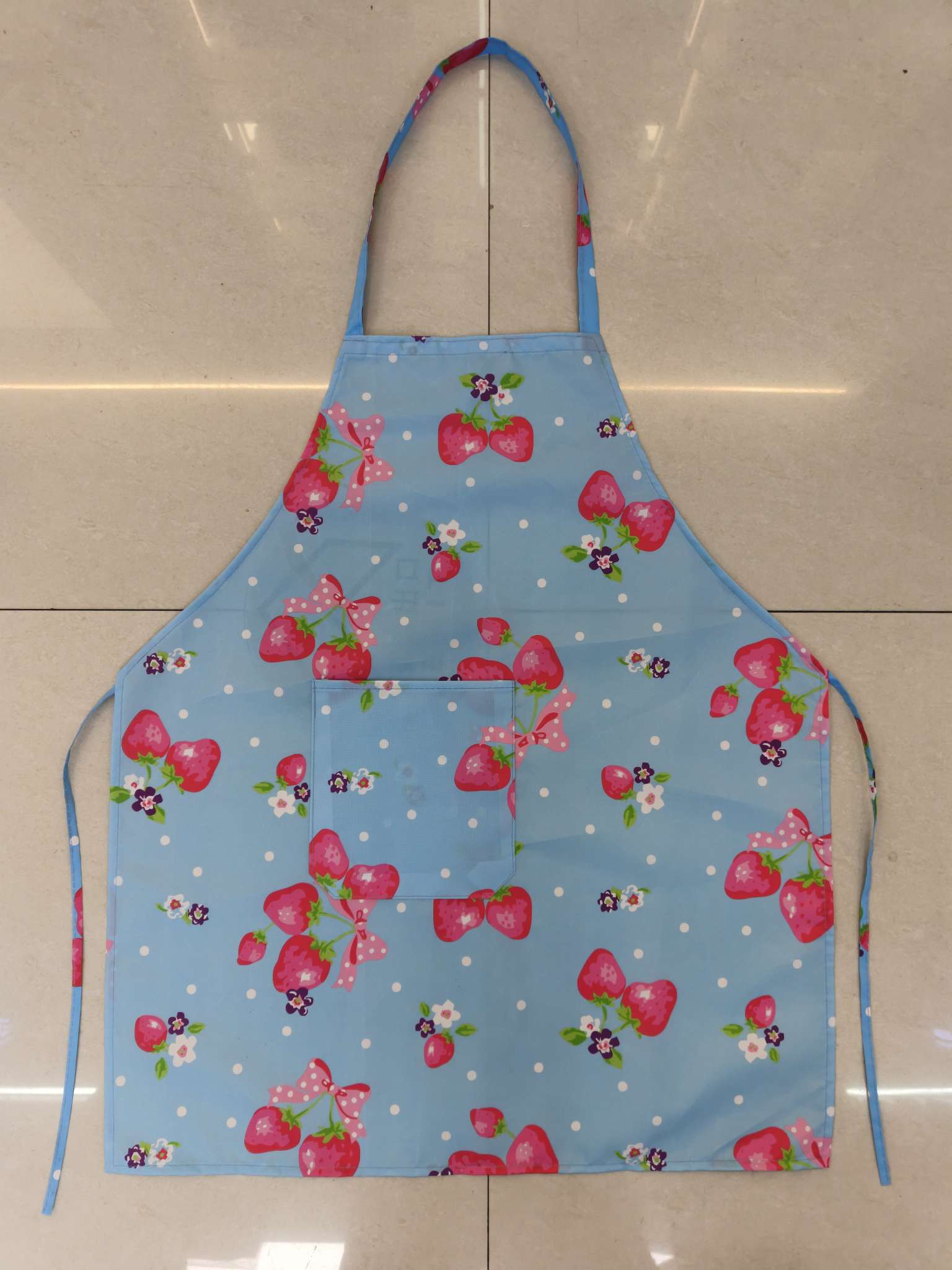Floral apron, simple household adult cooking apron, waterproof waistband, kitchen household oil-proof protective clothing, neck-hanging apron details Picture