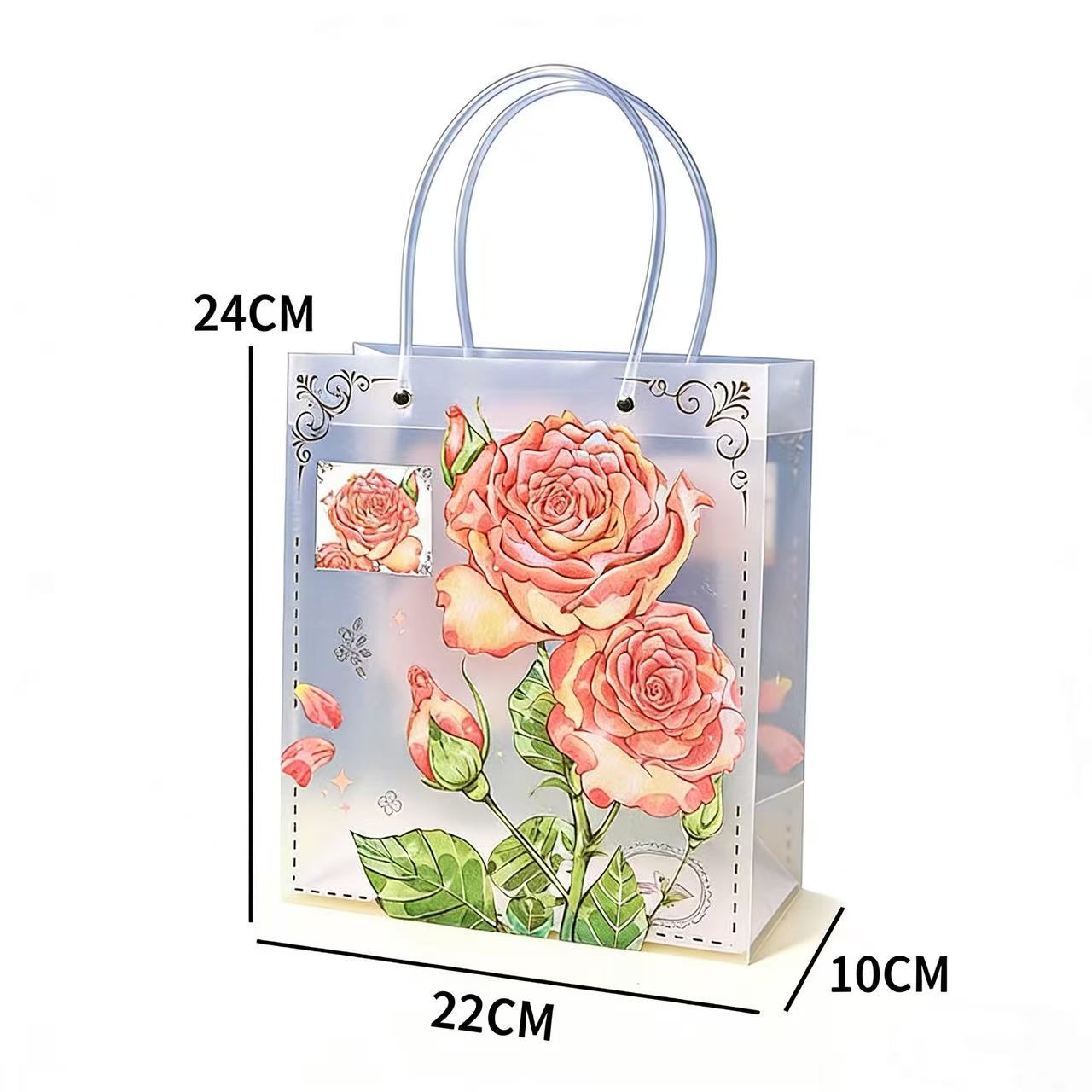玫瑰花图案手提袋礼品袋红酒瓶袋塑料包装袋子