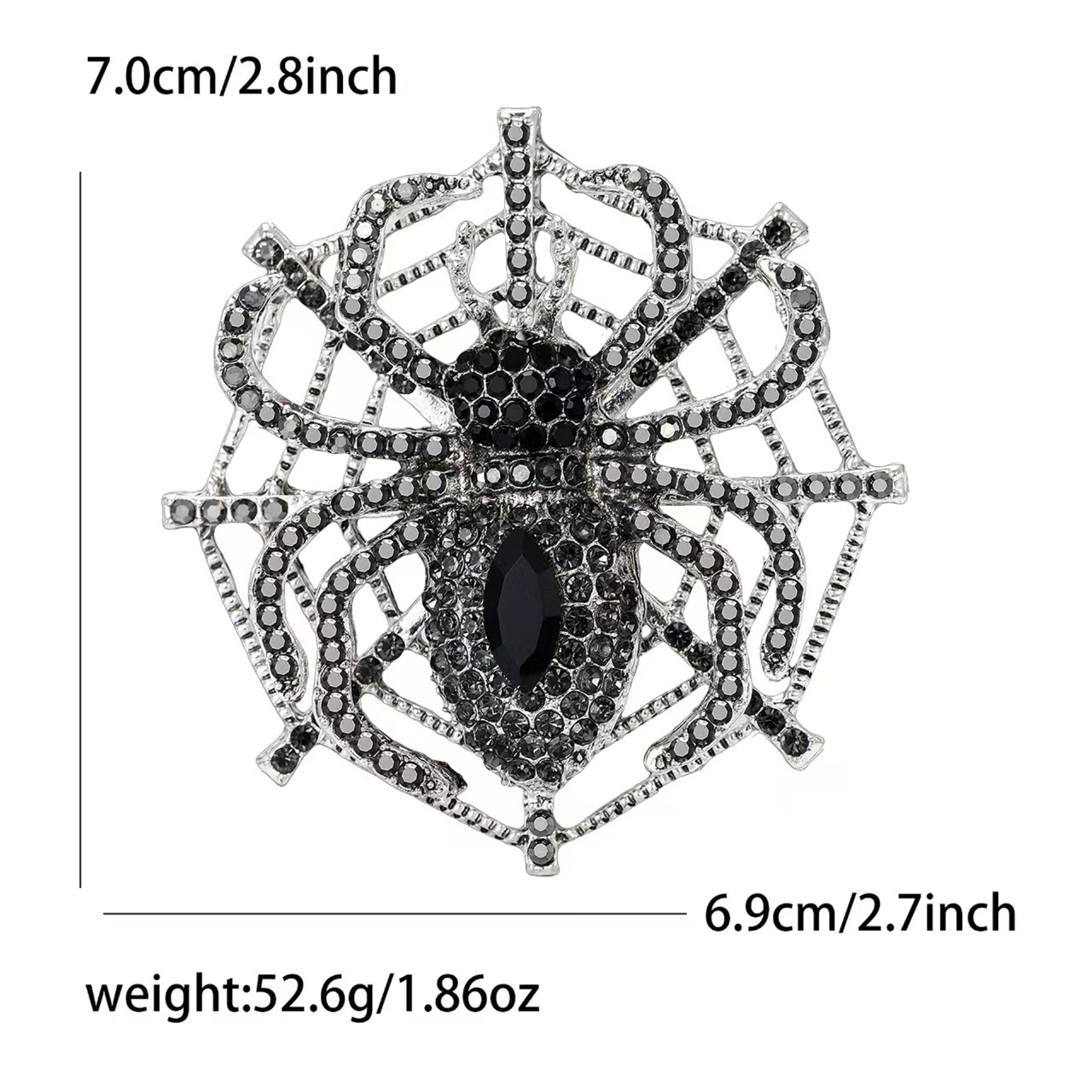 Personalized and trendy alloy rhinestone heavy weaving web spider brooch, creative and exaggerated men's and women's clothing brooch accessory pin Specification image