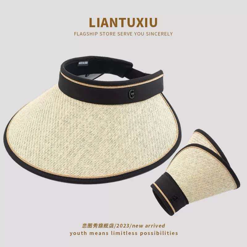 加大版可折叠草编空顶防晒遮紫外线超大帽檐女夏季遮阳太阳帽批发134314095