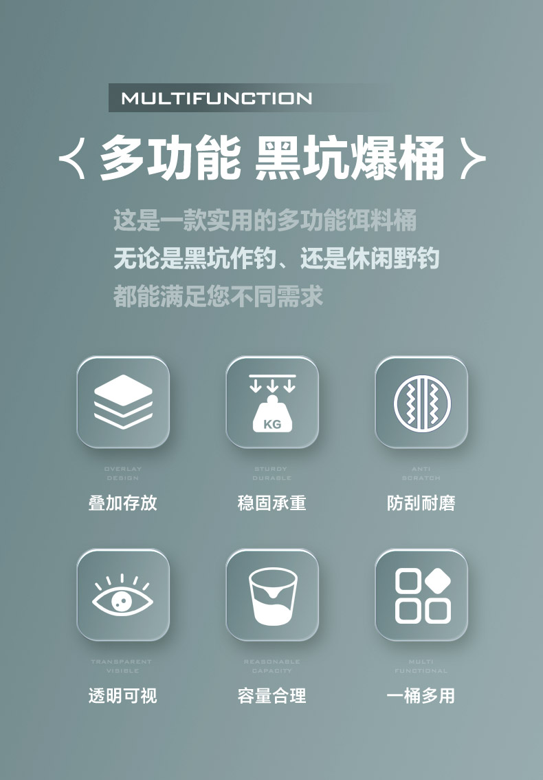 带盖钓鱼桶加厚坚固透明塑料带盖户外可坐家用浴室手提洗衣收纳桶详情2