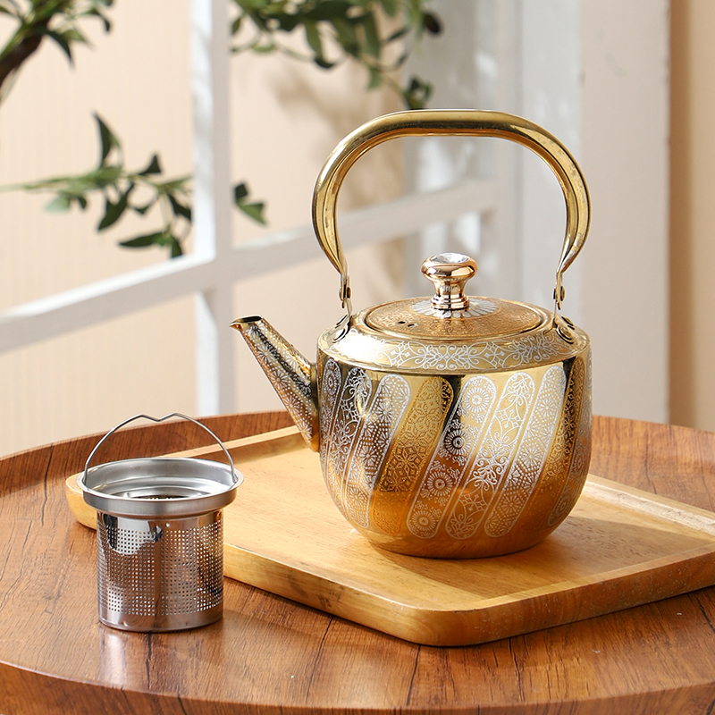 201不锈钢新疆民族风茶水壶茶壶带漏冷水壶花茶壶咸奶茶壶烧水壶 大容量水壶烤漆胡详情13