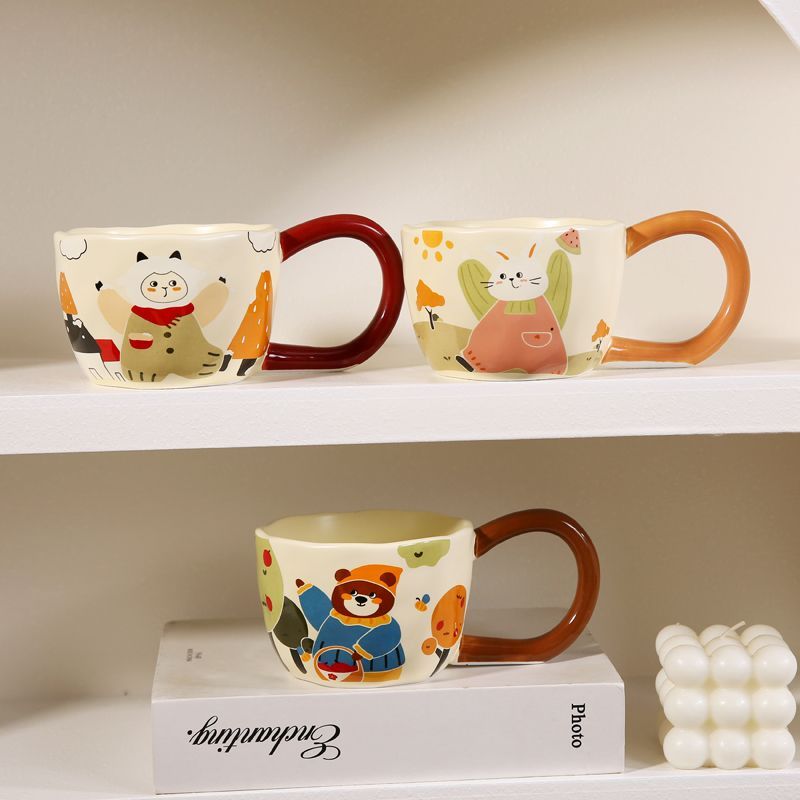 Retro coffee cups, ceramic cups, high appearance level, home office water cups, drinking water, cute mugs for girls, breakfast