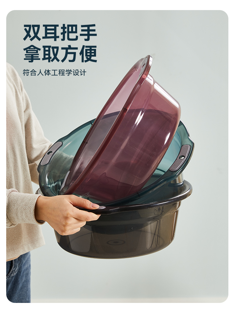 脸盆学生宿舍用透明盆塑料加大号洗脸盆洗衣盆住校加厚耐用洗漱盆详情5