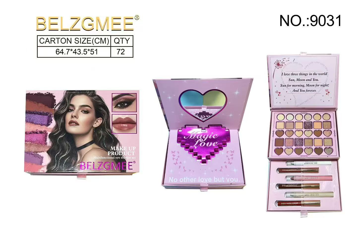 BELZGMEE Dreamy Castle Eyeshadow Gift Box Pink and Gold Magic Love Eternal Souvenir One-piece Packaging Box details Picture