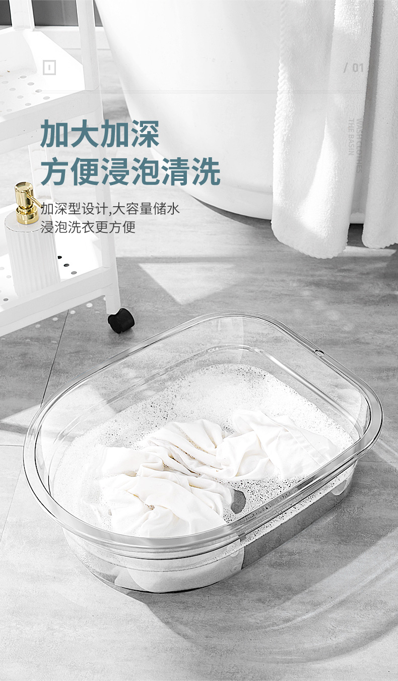 宿舍脸盆加大加厚洗衣盆家用长方形塑料洗菜洗手盆学生洗浴洗脚盆详情3