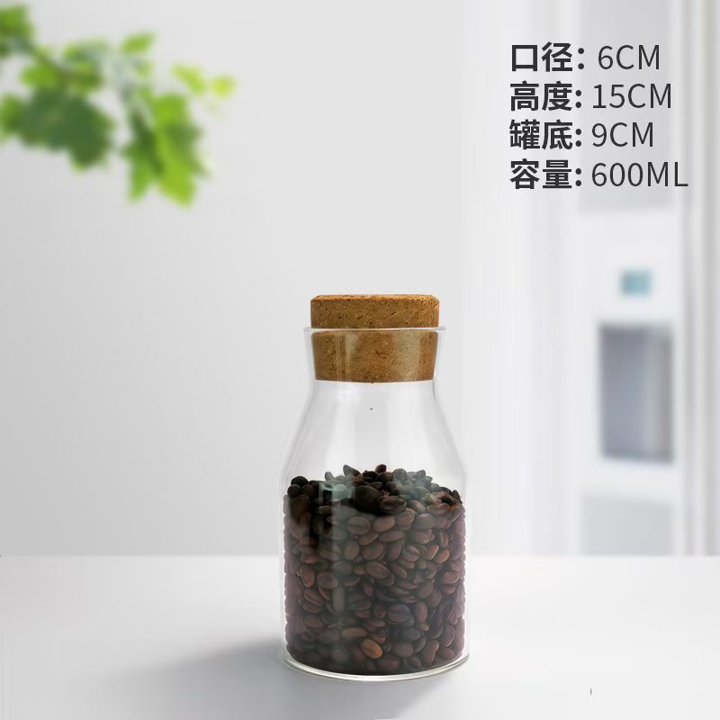 六角六棱透明玻璃瓶咖啡豆香水瓶软木塞玻璃罐