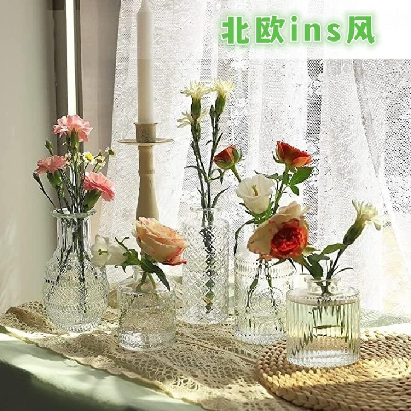 北欧ins风素胚琉璃花瓶陶瓷玻璃透明亚克力花瓶摆件北欧轻奢玻璃花瓶家居摆件样板房酒店别墅客厅餐厅礼玻璃摆件品