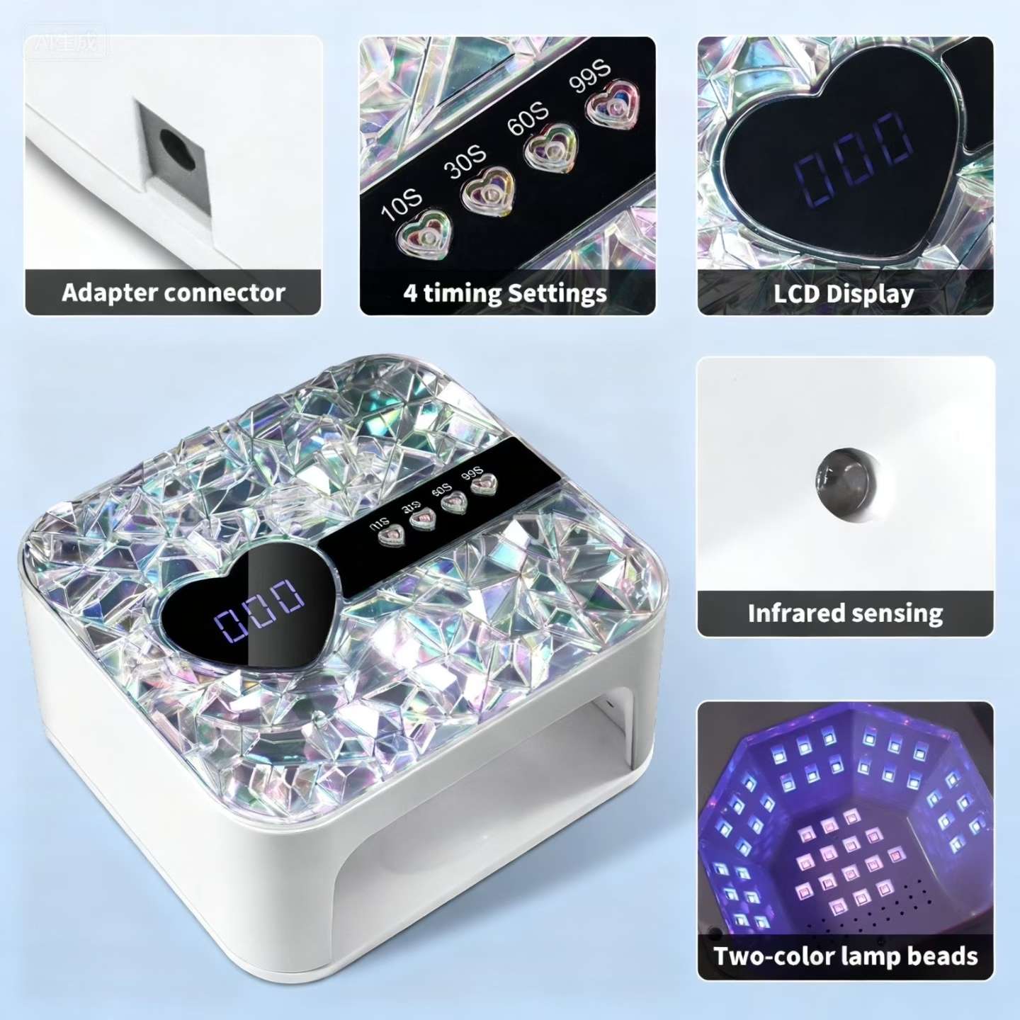 High-power nail art light therapy lamp for quick glue baking detail image 7