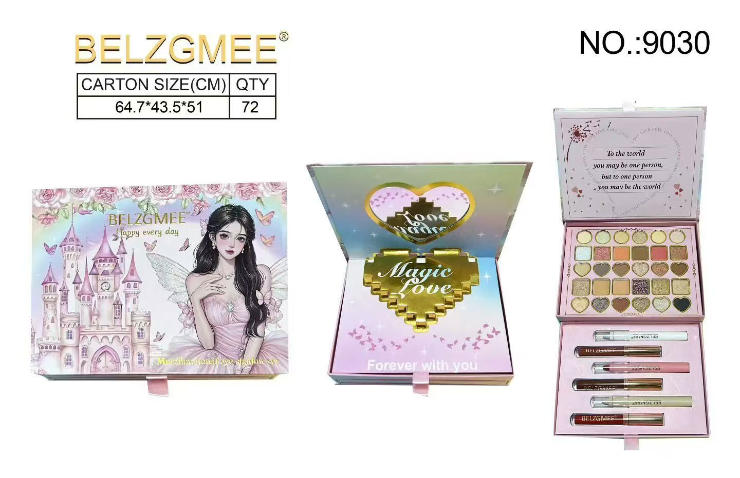 BELZGMEE Dreamy Castle Eyeshadow Gift Box Pink and Gold Magic Love Eternal Souvenir One-piece Packaging Box